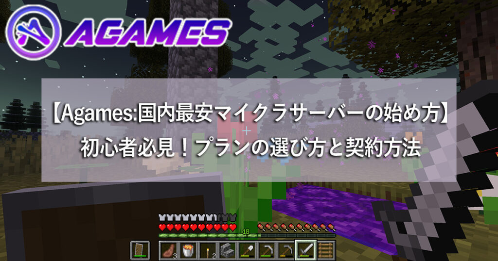 【Agames：国内最安マイクラサーバーの始め方】初心者必見！プランの選び方と契約方法