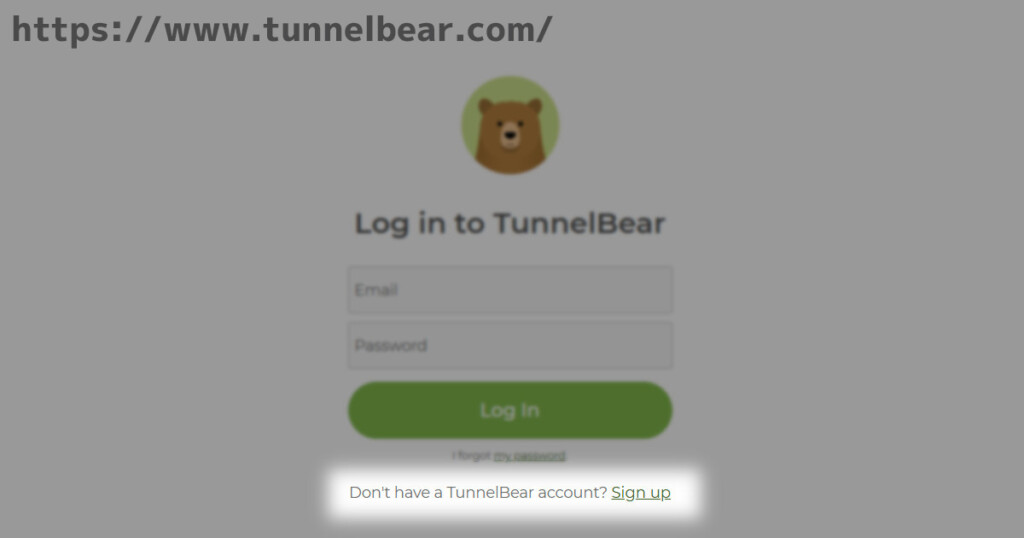 Create TunnelBear Acount