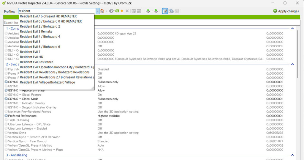 Nvidia Driver 591.86+ProfileInspector