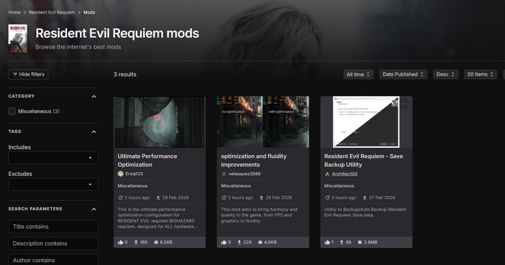 Resident Evil requiem Mods