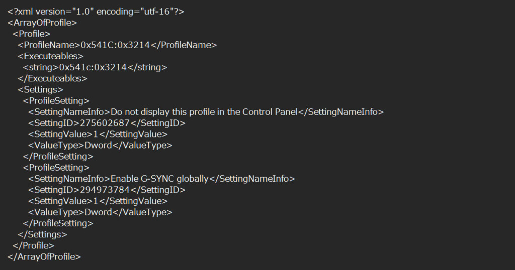 Custom Profile " 0x541C:0x3214 "