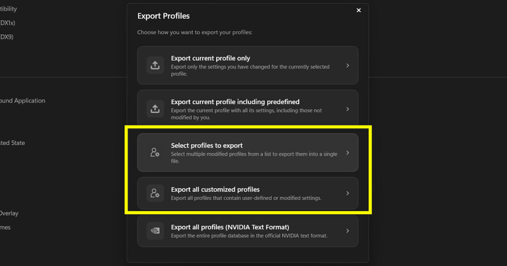 Export Customize Profiles