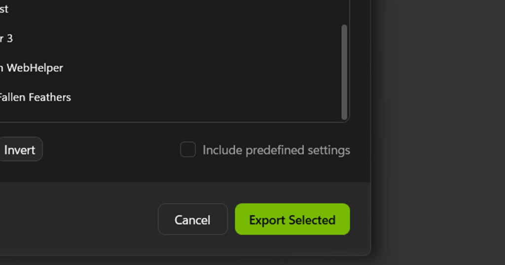Include predefined settings