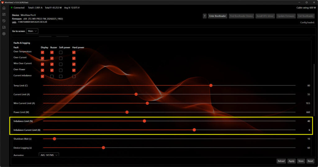 Dfault Current Settings