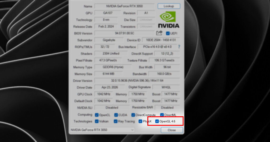 Open GL 4.6@Nvidia Driver
