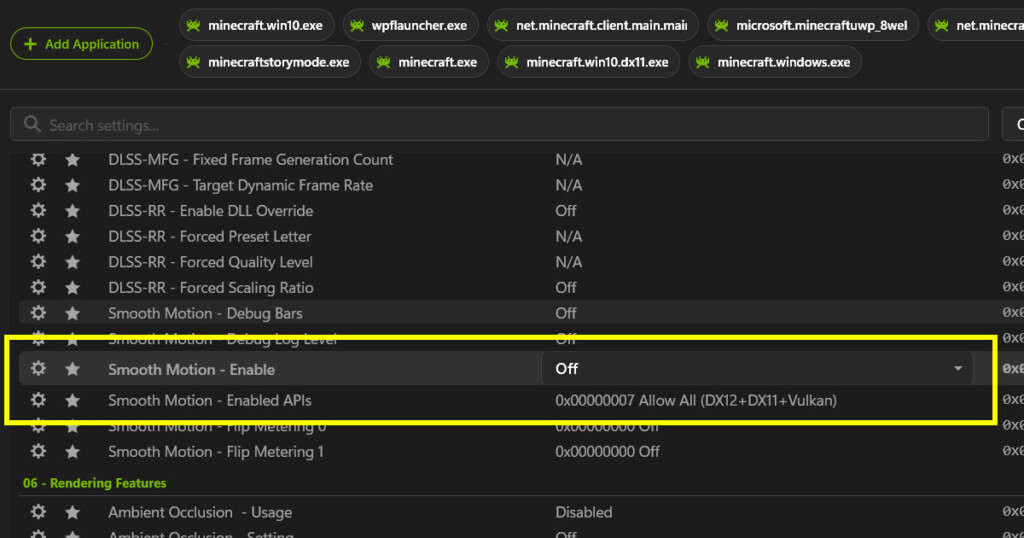 Smooth Motion Enable@Nv Profile Inspector