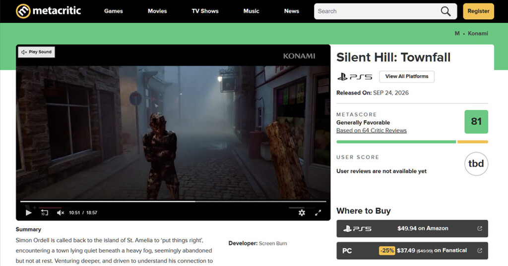 Metacritic Silent hill Townfall